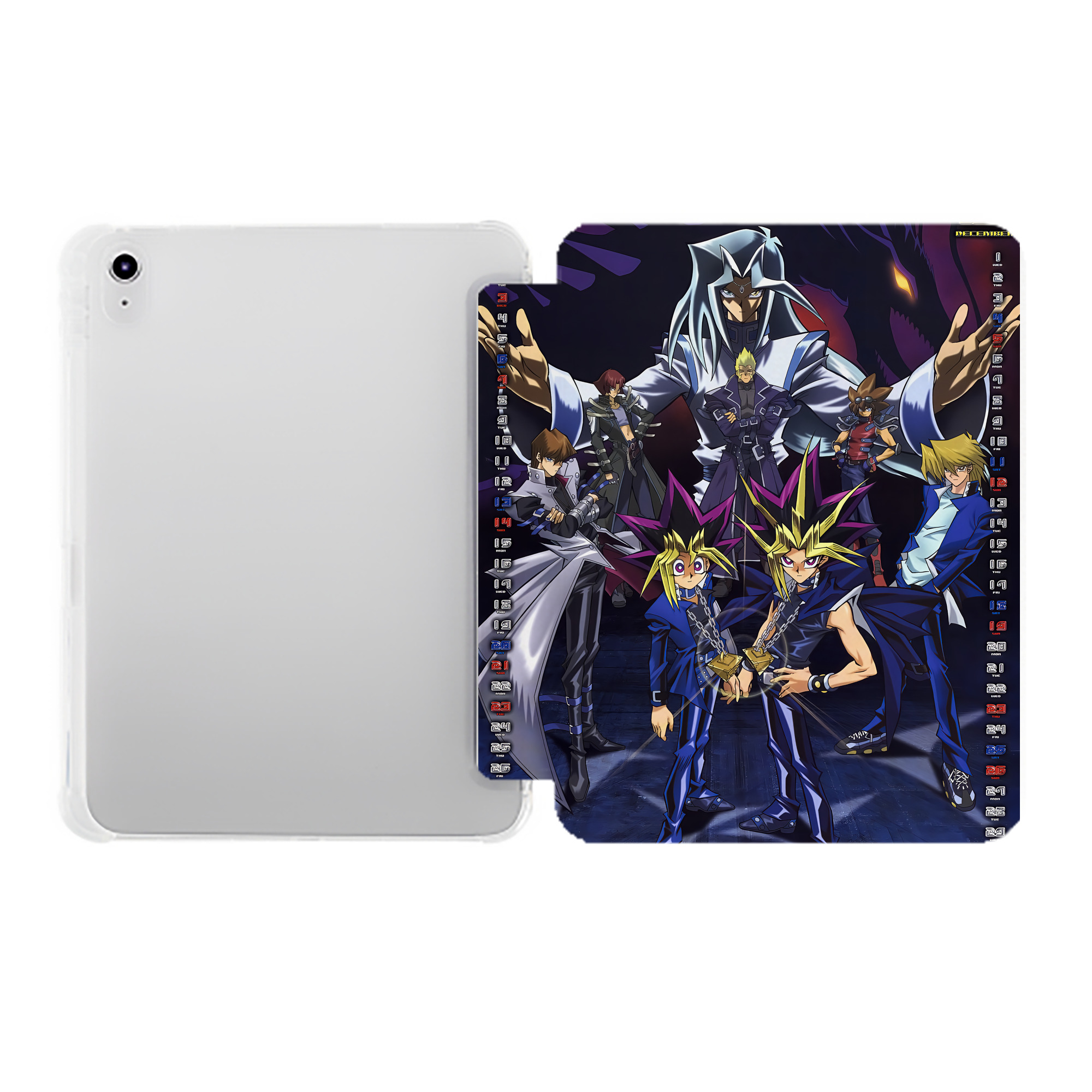 （画像用） 遊☆戯☆王 Yu-Gi-Oh! IPad ケース ペン収納付き 三つ折りスタンド PUレザー×シリコン 対応機種9.5/10.5/10.9インチ